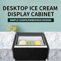 Desktop 3-Tray Ice Cream Display Cabinet Small Ice Cream Cabinet Desktop Direct Cooling Ice Cream Display Freezer