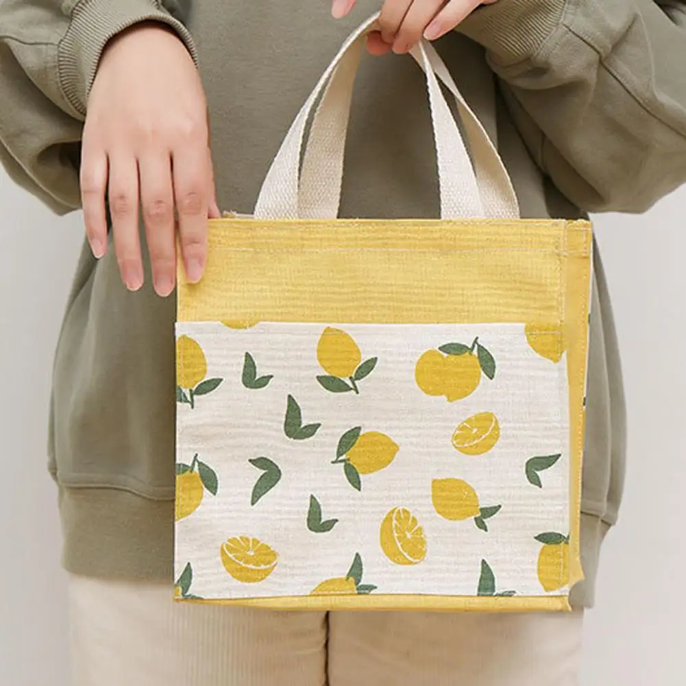 Portable Durable Tote Shopping Bag Fruit Pattern Widened Handle Travel Packing Tote Bag Foldable Shoulder Bag Shopping Supplies