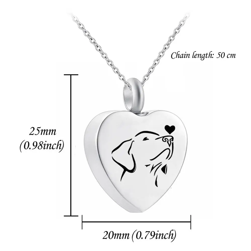 Heart Shape Cremation Jewelry Pet Dog Cat Memorial Urn Necklace for Ashes Stainless Steel Ash Holder Paw Print Keepsake