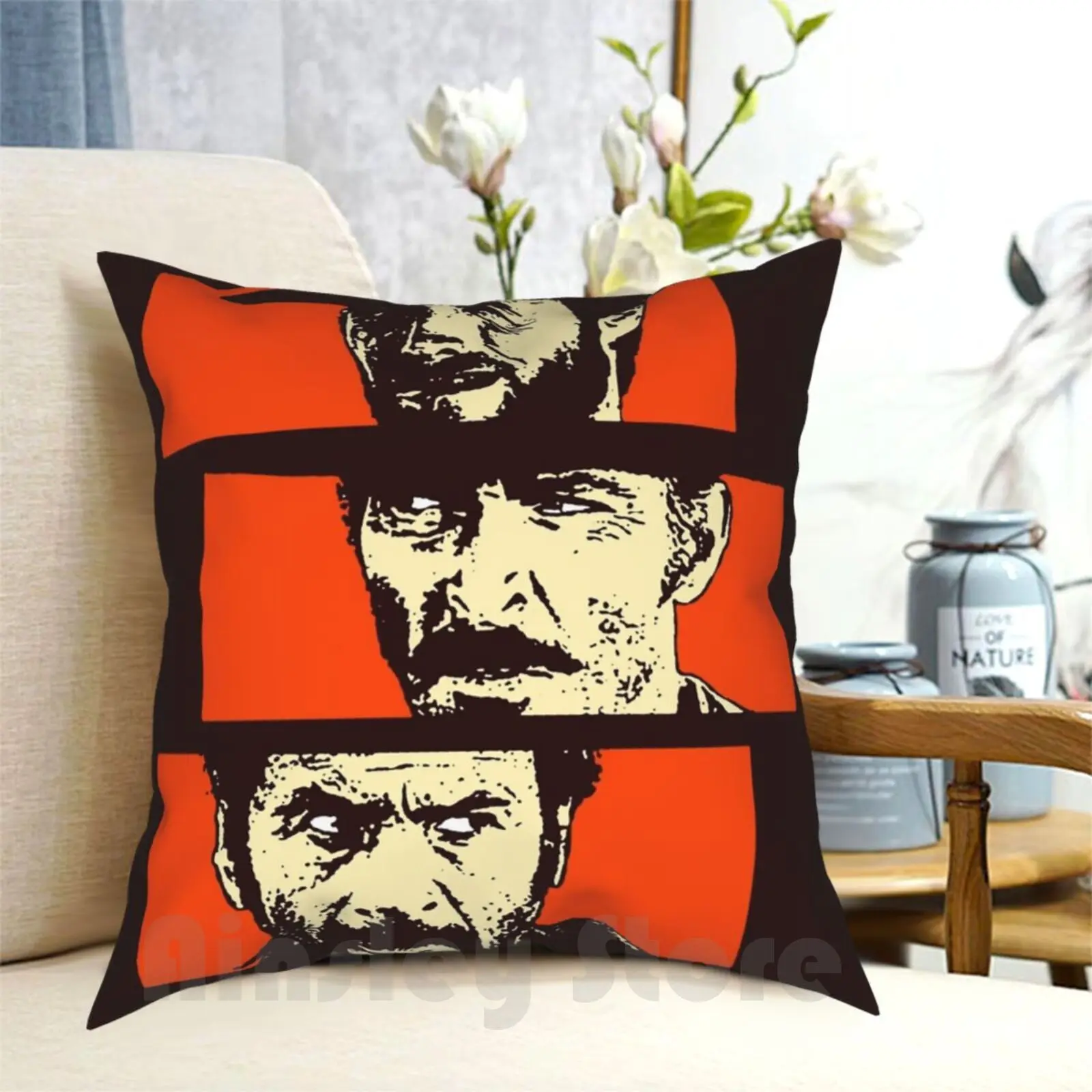 

Blondie , Angel Eyes , Tuco Pillow Case Printed Home Soft Throw Pillow Cult Movie Retro Vintage Movie Film Clint