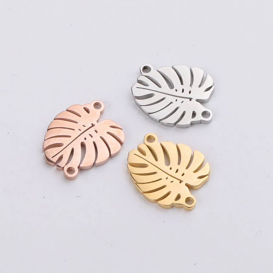 5pcs/lot leaf Stainless Steel Decoration Pendant Connectors Bohemia Handmade Charm Accessories DIY Earrings Jewelry Making