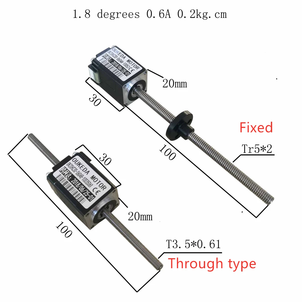 Linear stepper motor NEMA 8 lead screw stepper motor non-captive and external type with 100mm long Tr5*2 and Tr3.5*0.61 threaded