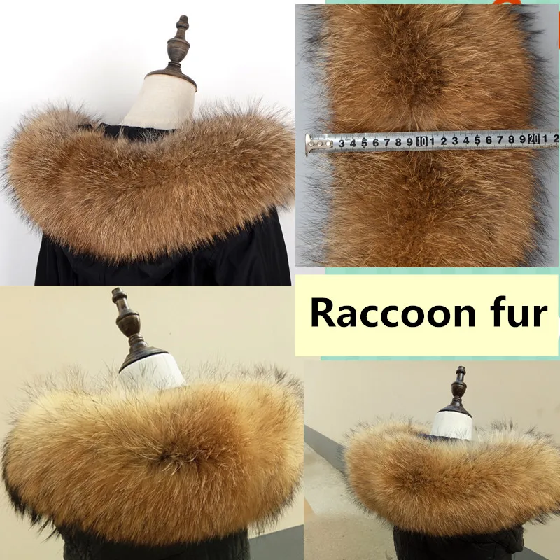 Jkp Super Large Real Raccoon Fur Collar Winter Parka Hood General Fur Decoration Real Fur Warm Try Hot Selling Style