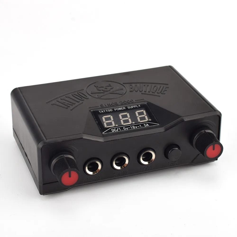 

Black Tattoo Power Supply LCD Digital Dual Fonte Para Maquina De Tatuagem Alimentation Tatouage for Clip Pedal Tattoos