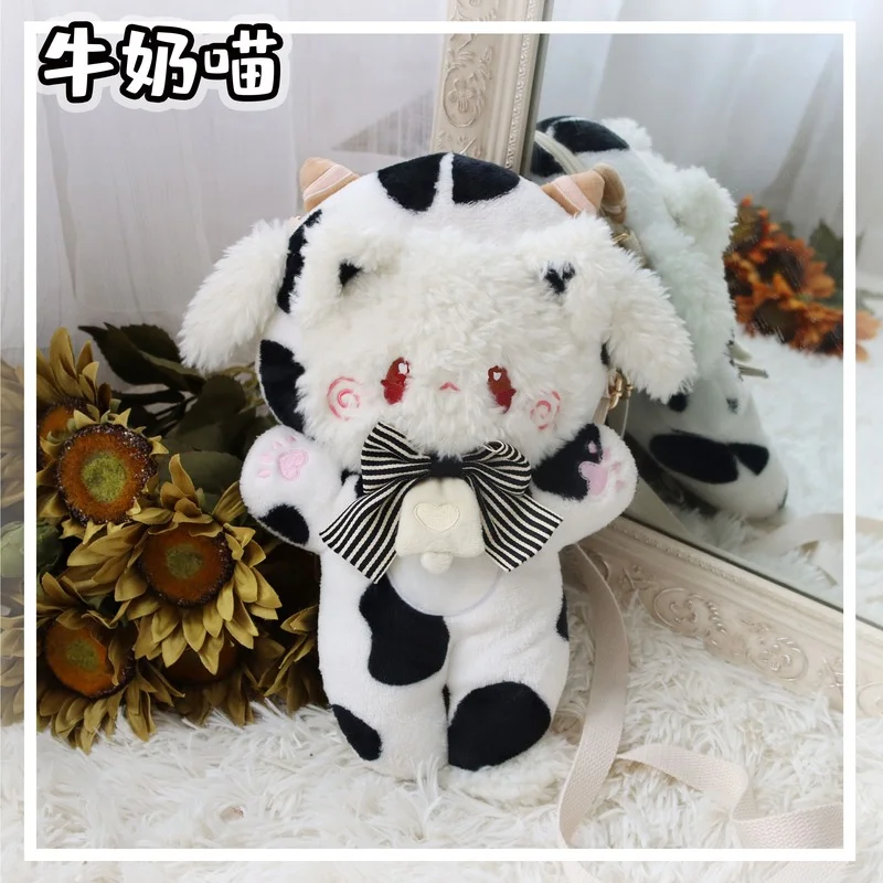 

Sweet Cute Cows Cat Plush Lolita Messenger Bag Soft Girls Furry Shoulder Bag Handbag Cosplay Japanese Kawaii JK Phone Dolls Bags