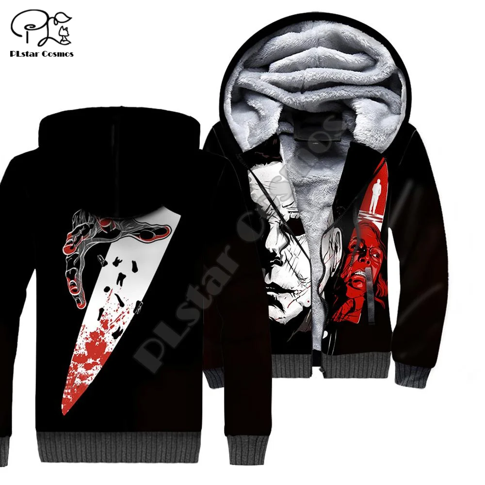 Plstar cosmos halloween filme michael myers terror men/women 3dprint outono inverno casaco quente jaqueta de lã zip hoodies a3