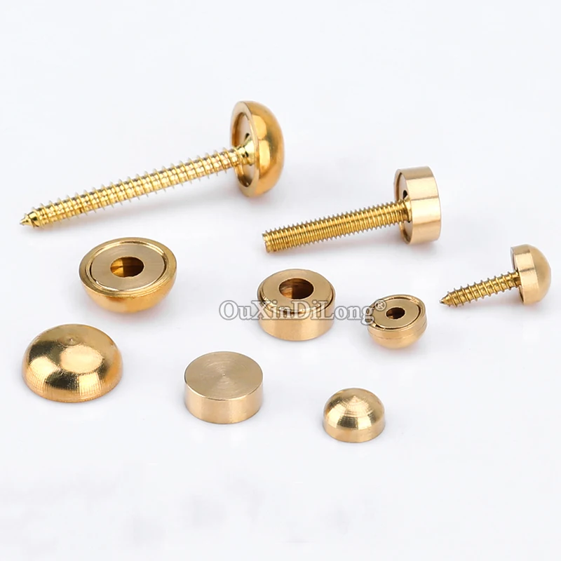 レトロな真鍮製ガラス広告用釘40個、看板、鏡、釘、ファスナー、ネジ、ハンドル、ローブフック、装飾キャップ