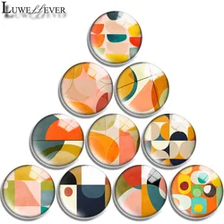 12mm 14mm 16mm 20mm 25mm 30mm 711 Geometric Orange Mix Round Glass Cabochon Jewelry Finding 18mm Snap Button Charm Bracelet