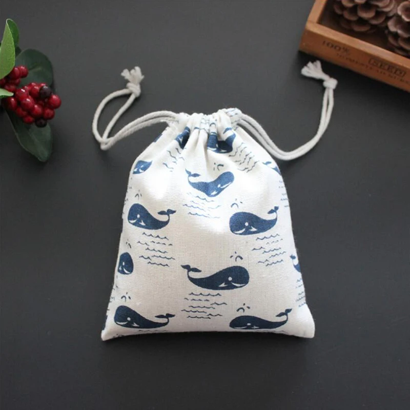 1Pcs Printed Cotton Linen Drawstring Storage Bags For Underwear Shoes Travel Storage Bags Clothes Sundries Organizer 3 Size