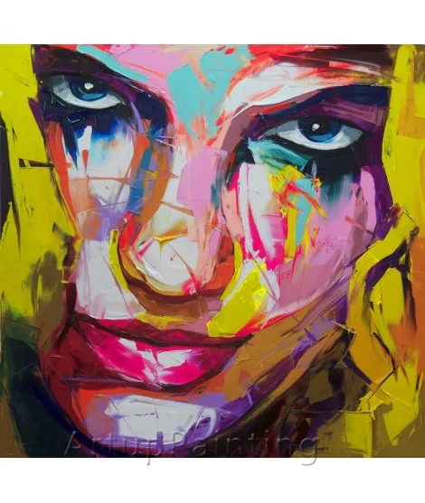 

Francoise Nielly canvas face potrait Oil Painting caudros decor Palette knife hand painted wall art pictures for living room