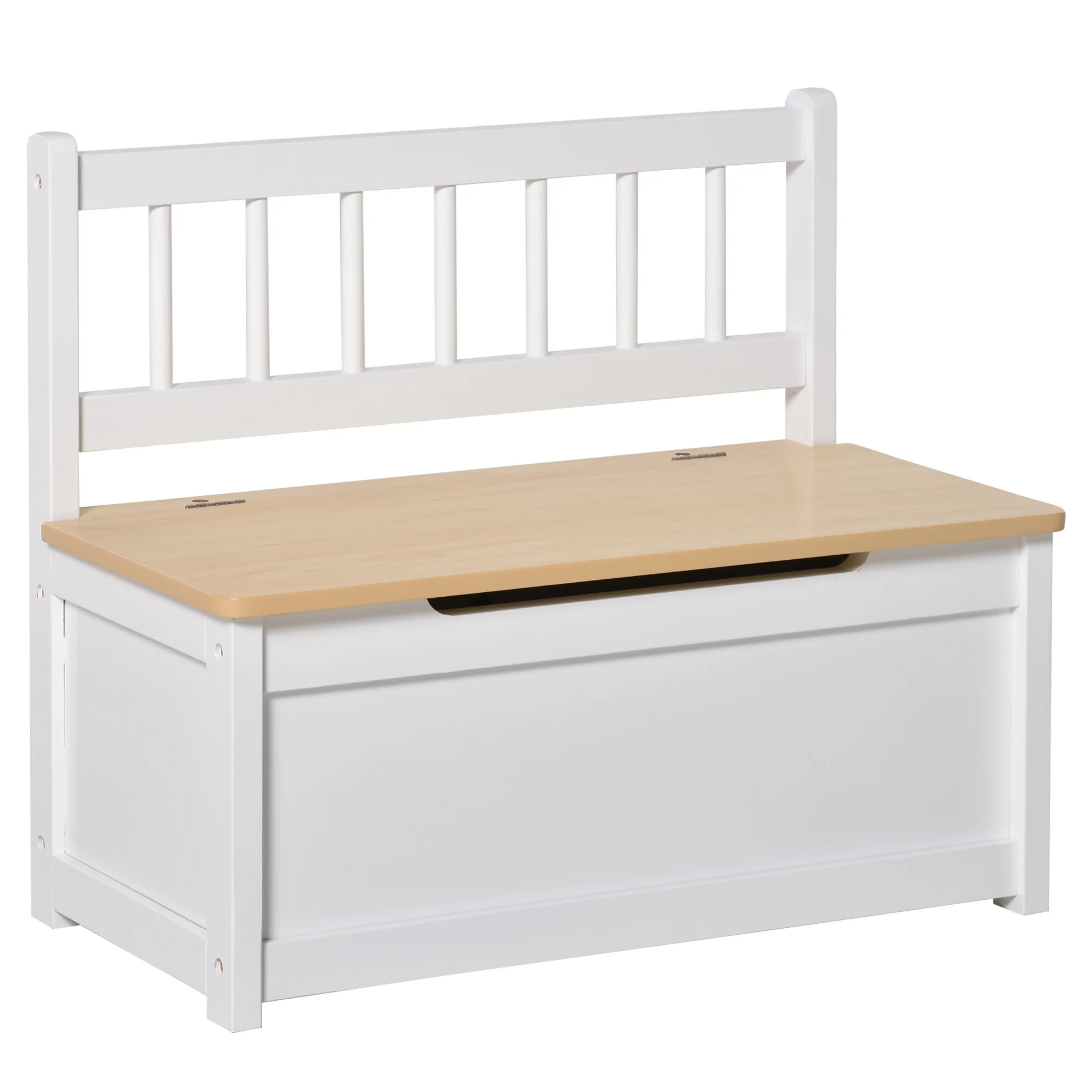 HOMCOM children's wooden storage bench toy trunk for children + 2 years playrooms room 60x30x50 cmBlanco