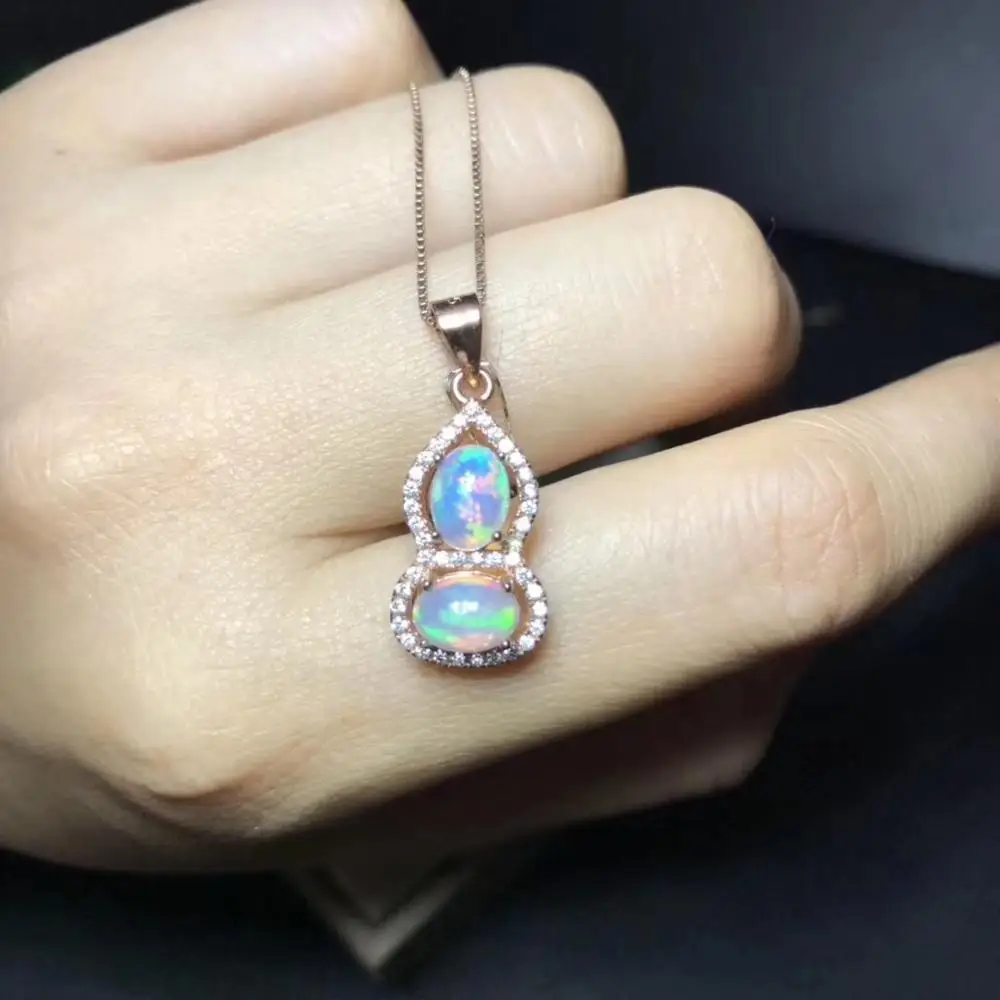 Fire color changing  Opal Pendant for Necklace of women siver jewelry ,Certified natural gem party present  cornament cucurbit