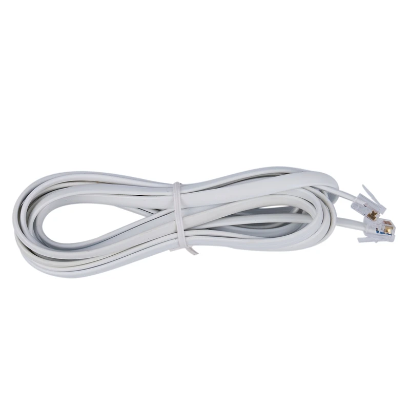 6P6C RJ11 Telephone Extension Fax Modem Cable Line 9.8Ft Length White