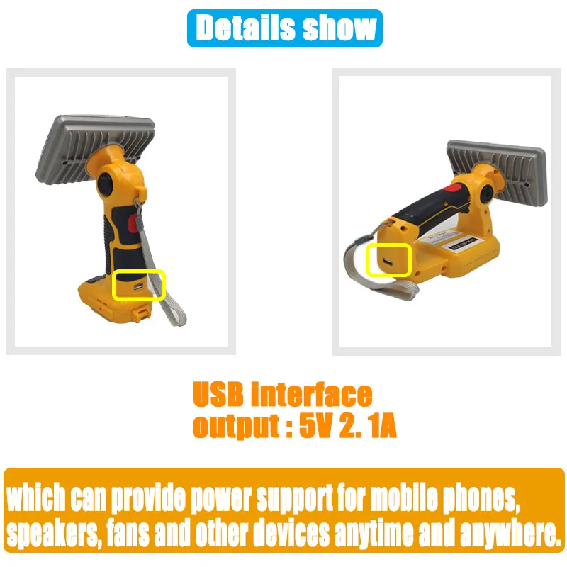 DCB200 Lamp Work Light Tool Light Spotlight Light for Dewalt 12W 18W 40W 3inch 5inch 9inch 14.4V-20V Li-ion Battery DCB182