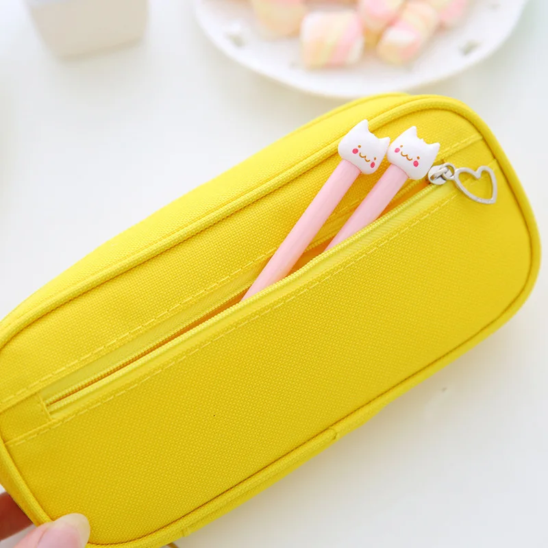 1Pcs Simple Candy Color Large-capacity Pencil Case Zipper Bag Multi- function Flip Pencil Bag School Stationery Supplies Case