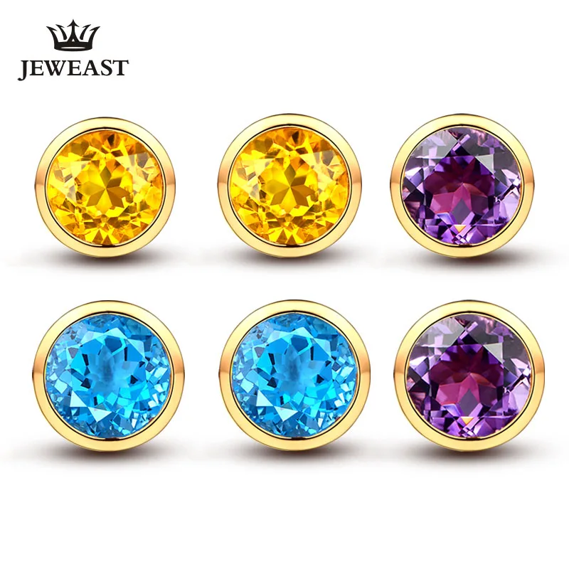 

SLFD Natural Topaz/Citrine/Amethyst 18K Pure Gold Earring Real AU 750 Solid Gold Earrings Diamond Jewelry Hot Sell New 2023