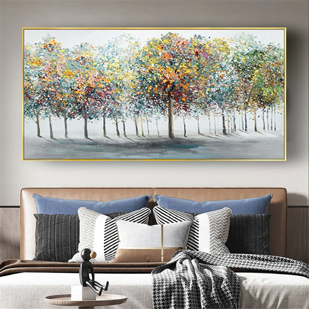 

Original Hand-Painted Oil Painting On Canvas Modern Landacape Wall Art Decor Picture For Living Room The Woods In The Morning