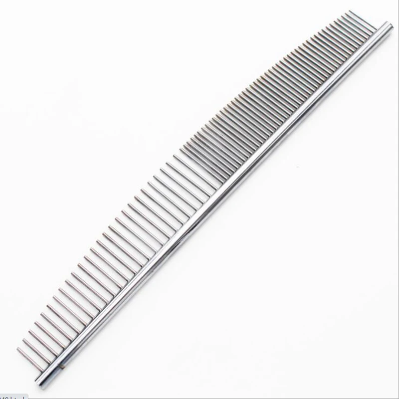 stainless steel dog grooming comb half sparse half dense pet hair comb