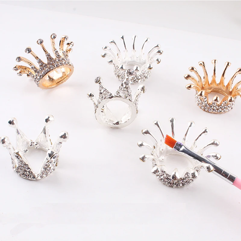 1pc Three-dimensional Embossed Glass Crown Nail Brush Displayer Stand Acrylic UV Gel Painting Pen Displayer Holder Manicure CE34