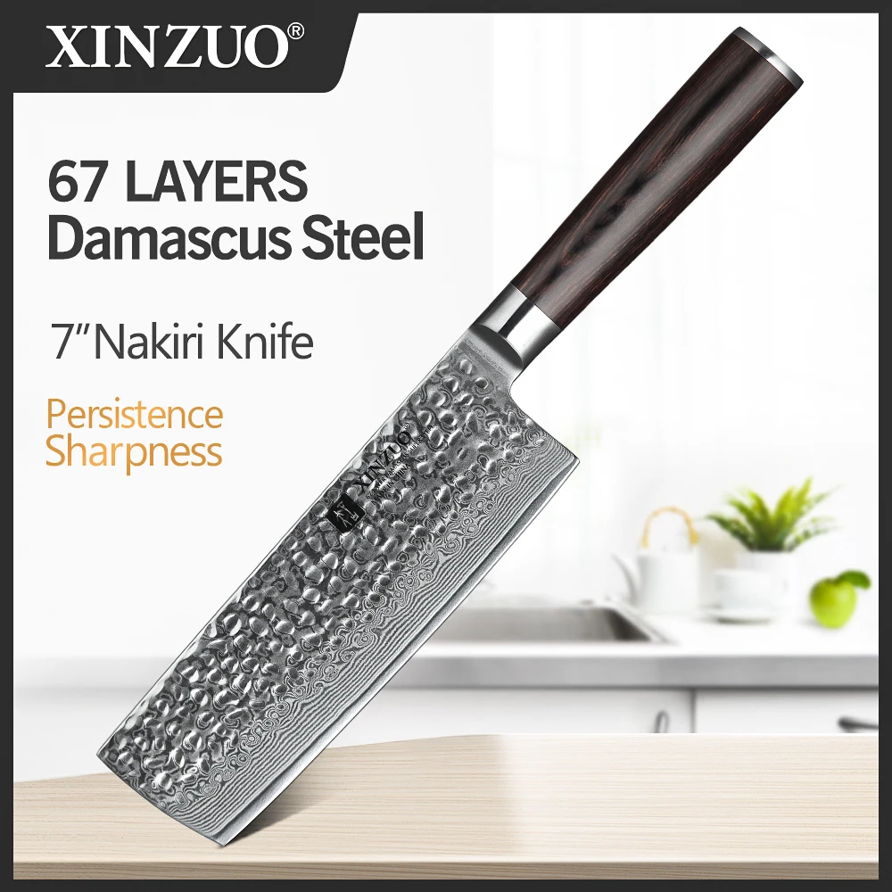 

XINZUO 6.8" Inch Cleaver Knife Japanese Damascus Steel VG10 Kitchen Knives Brand New Chinese Chef's Knives Pakka Wood Handle