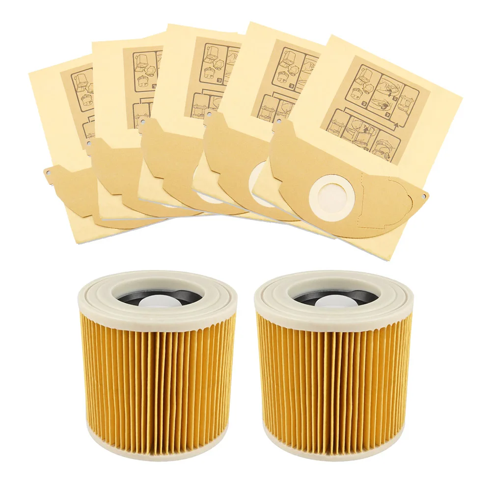 Hepa Filters + Dust Bags for Karcher WD2250 A2004 A2054 MV2 WD2 Vacuum Cleaner Bags Replacement Spare Parts Accessories