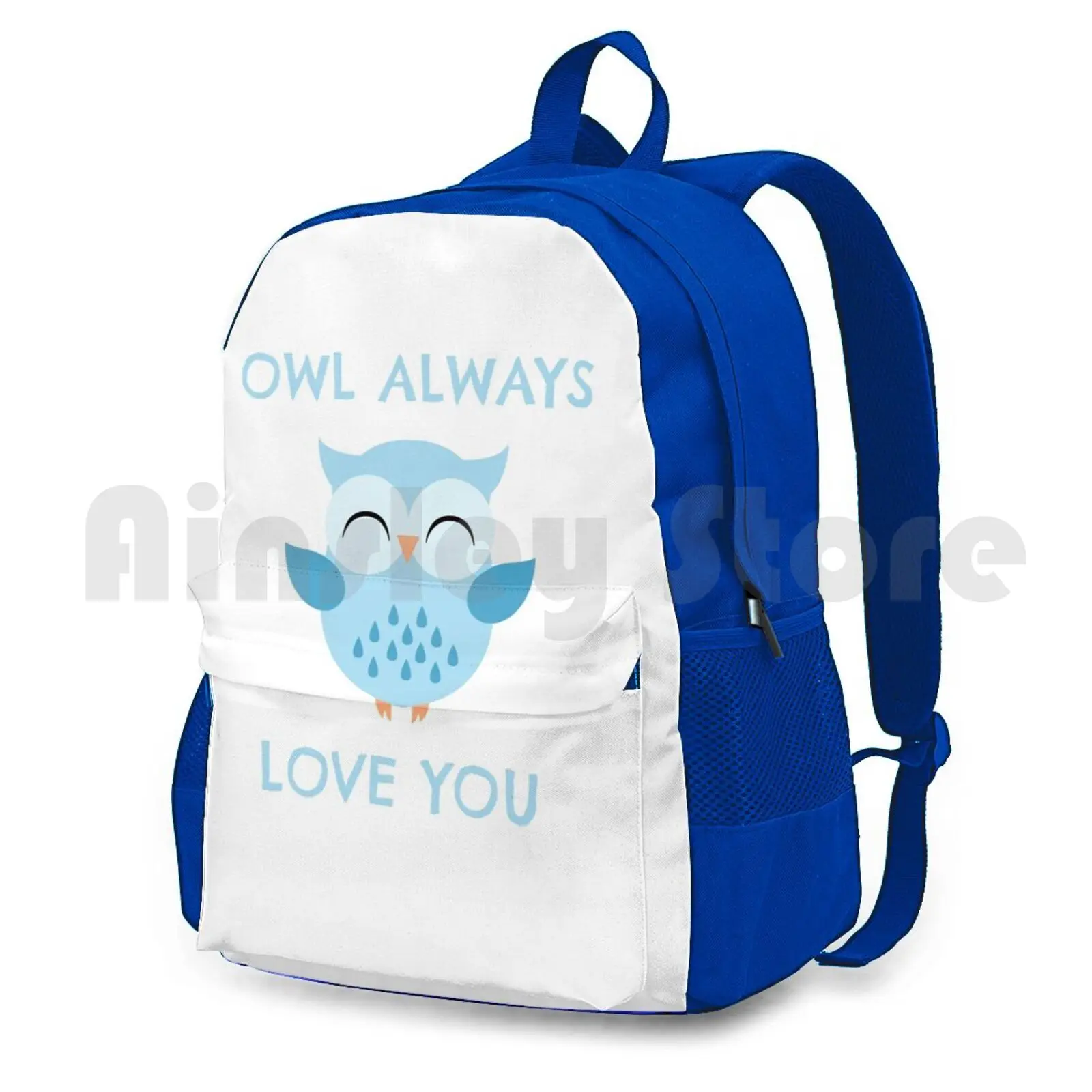 Owl Always Love You Outdoor Hiking Backpack Riding Climbing Sports Bag Owl Always Love You Cute Blue Feathers Birds Avian