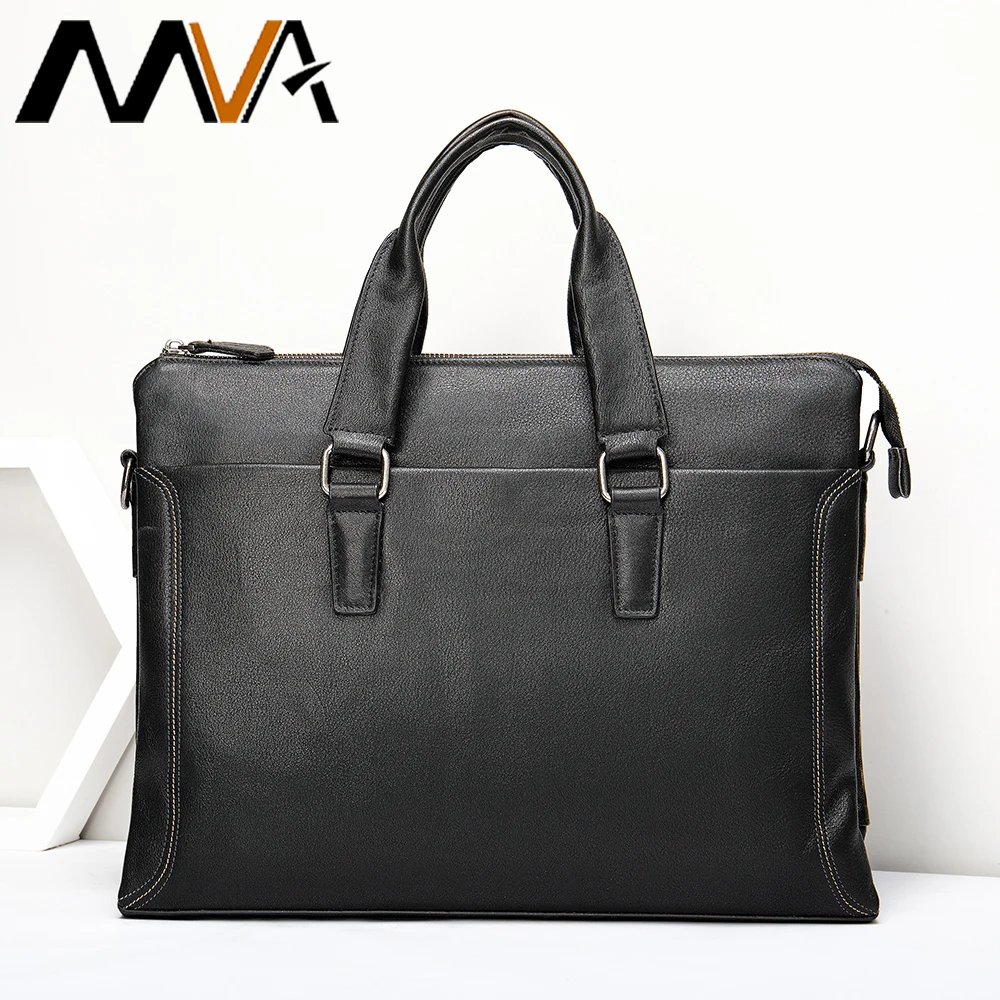 MVA Casual Men Bag Genuine Leather Briefcase Male Business Laptop Bags For 14inch Leather Messenger Bag For Men Laptop New  7400