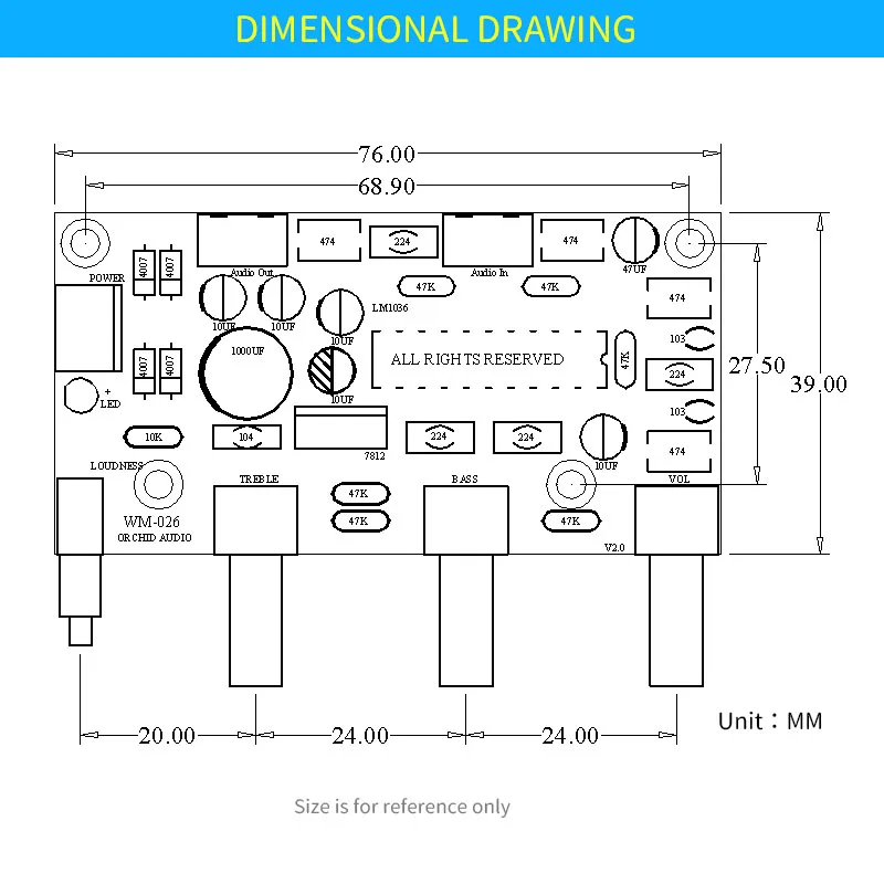 يونسيان LM1036 مكبر للصوت ايفي OP-AMP حجم لوحة تحكم ثلاثة أضعاف باس حجم EQ التحكم Preamp لمكبر للصوت