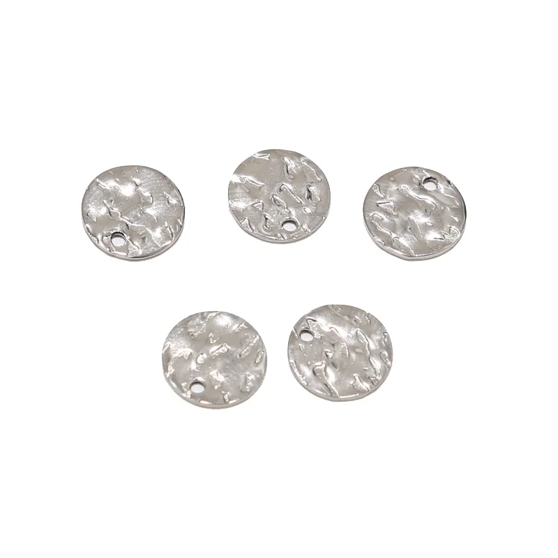 TOUREDBEADS 20st gehamerd schijfbedels 8mm 10mm 12mm verguld roestvrij staal ronde blanco muntkralen voor doe-het-zelf ketting maken