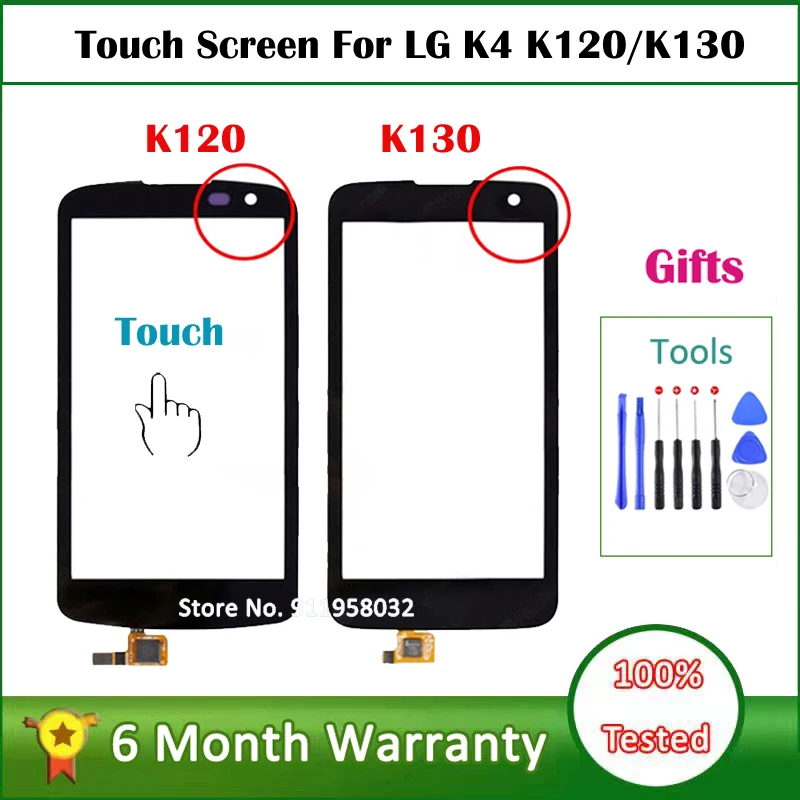 Touch glass For LG K4 K120 K120E K121 K130 K130E Touch Screen Digitizer Sensor Front Glass Lens Panel Replacement For LG k130