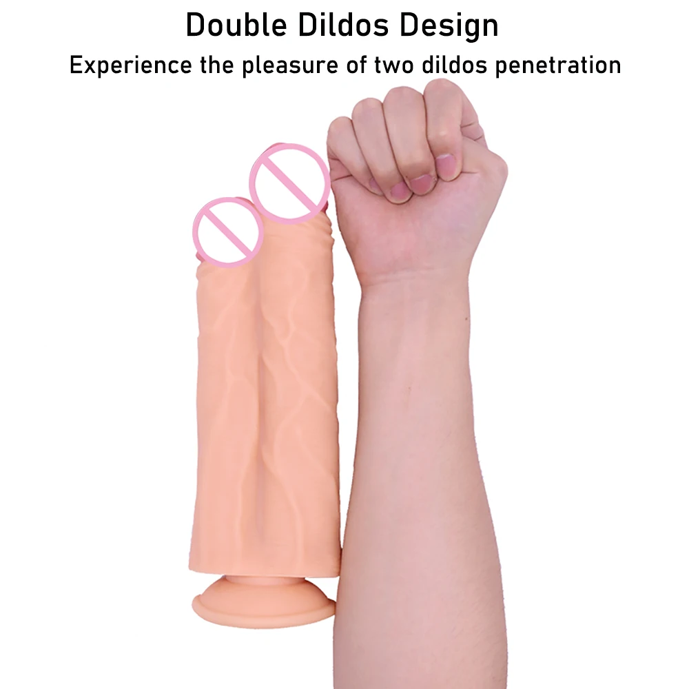 27CM*8CM Oversized Realistic Double Dildos Soft Skin Feeling Huge Penis Thick Phallus Big Dick Sex Toys for Female Masturbation