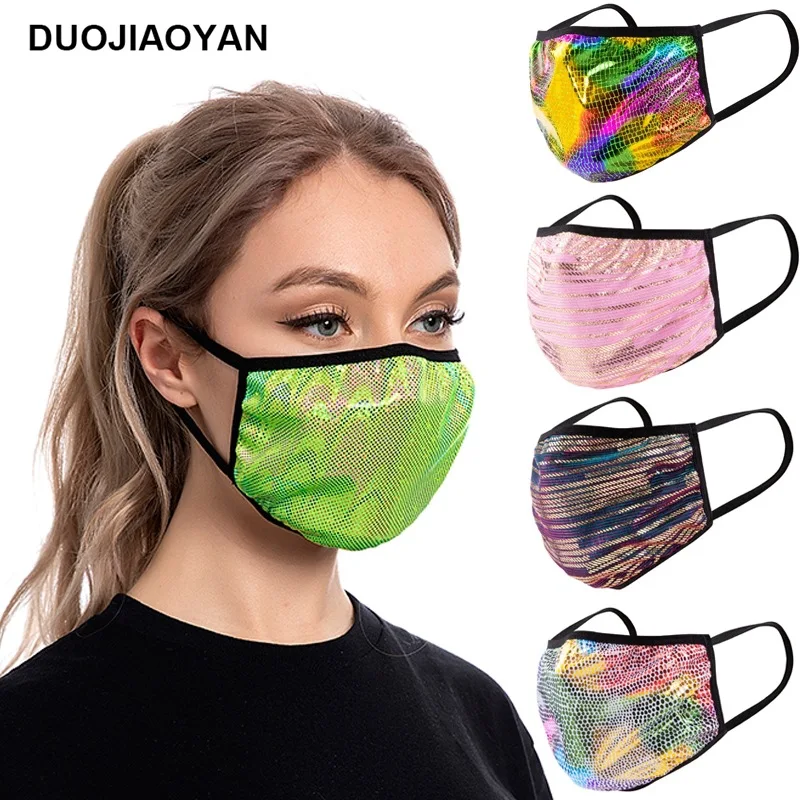 Sexy Woomen Laser cloth Masks Anti-haze Mask Gold Black Cotton Fashion Masks Party Unisex Shinee Kpop Anti Dust Face Mask