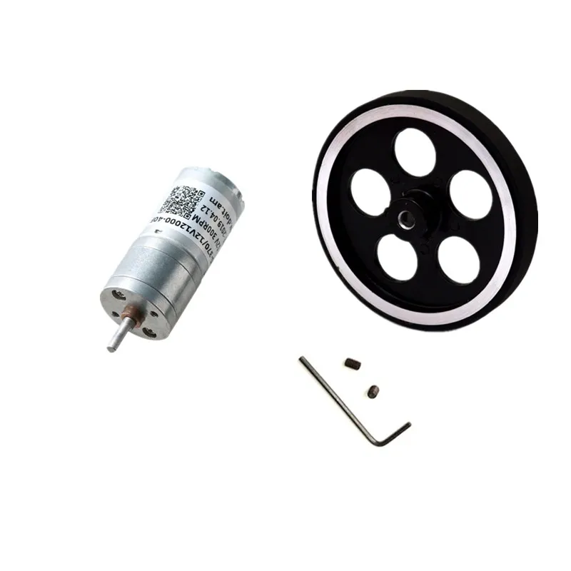 WheeDIY-Rueda de 65mm de diámetro + 1 piezas de Motor de 12V y 300rpm, Robot accesorio para Chasis de coche/modelo robótico, perímetro de 200mm