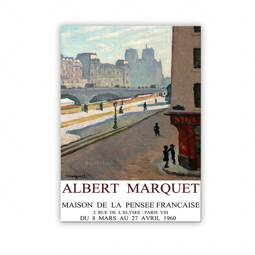 Reprint of a 1960 Vintage French exhibition Poster for works by Albert Marquet