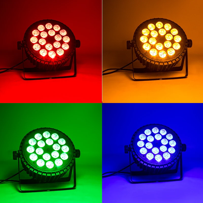 SHEHDS-liga de alumínio LED Flat Par, luz RGBWA, UV, sem fio, DMX 512, caso luta para DJ, discoteca festa projetor, 18x12 W, 18x 18W