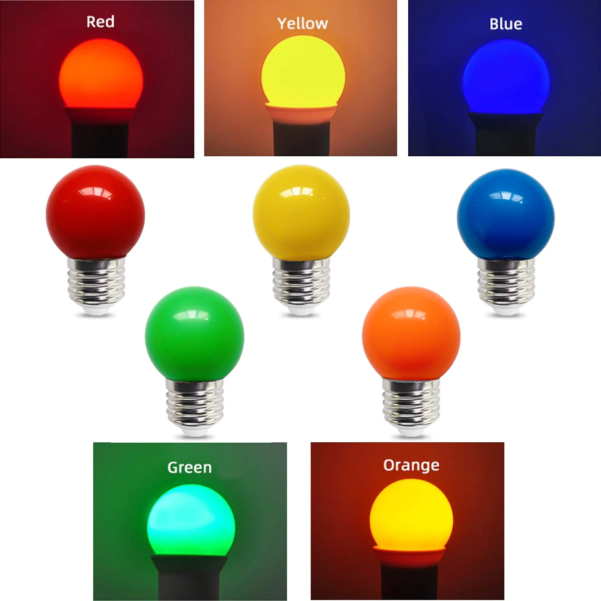 Genixgreen 12V 24V RGB Light Bulbs G45 1W E27 220V Globe Ampoule SMD2835 Garden Party Decor Plastic Colorful Low Volts Lamp Bulb