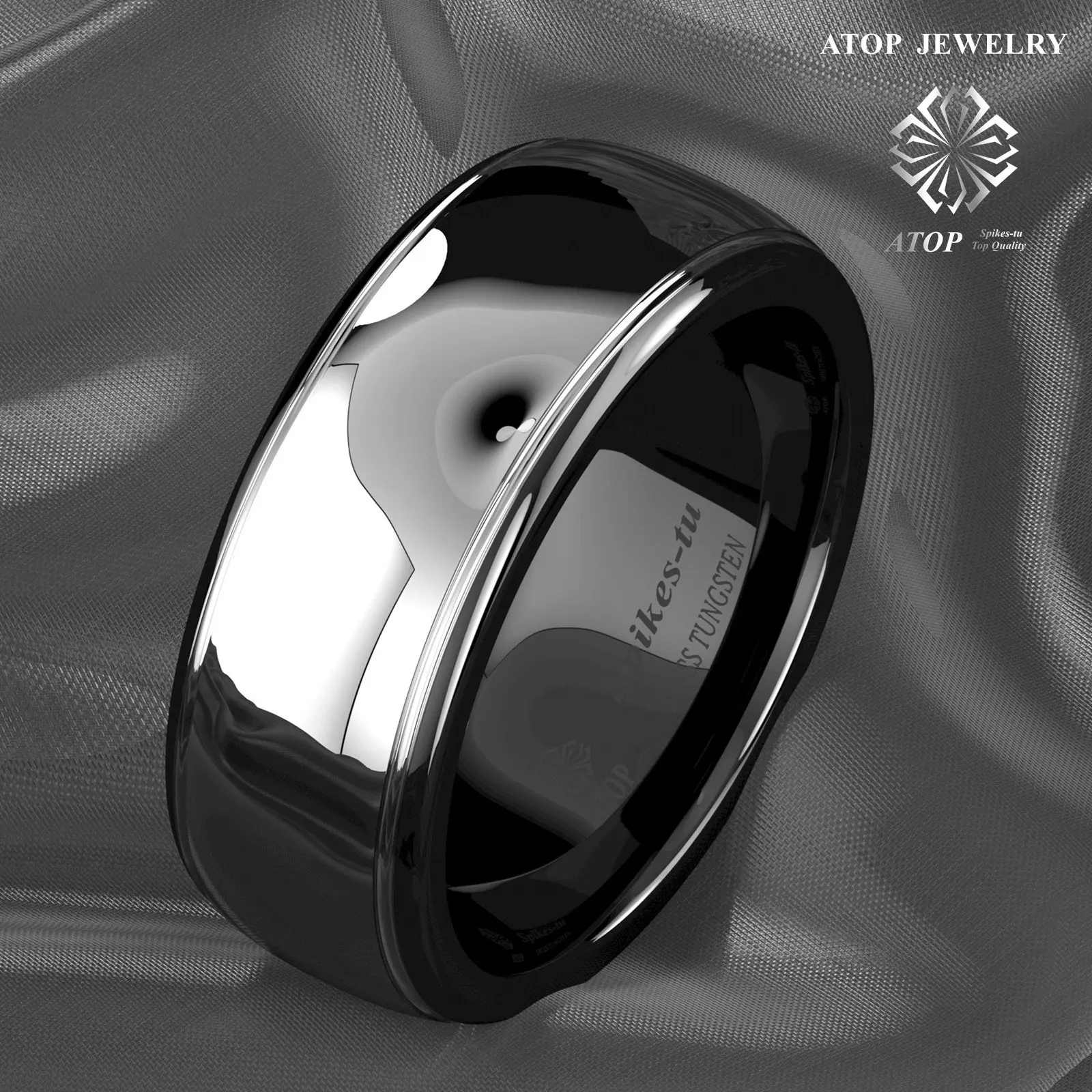 8mm Dome Black Tungsten Carbide Ring Men\'s Wedding Band Bridal Jewelry Size 6-13 Free Shipping