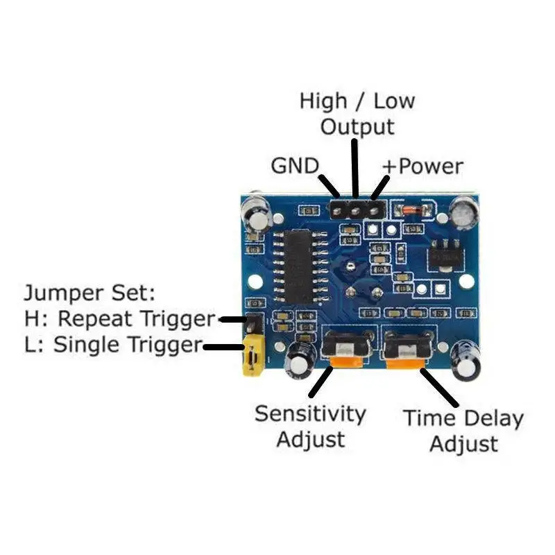 HC-SR501 HC-SR505  Adjust IR Pyroelectric Infrared Mini PIR module Motion Sensor Detector Module Bracket for arduino