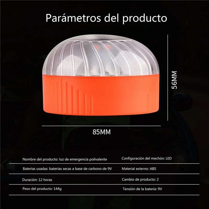 Car LED Emergency Light, Waterproof Traffic Safety Warning Light with Magnets & Hook