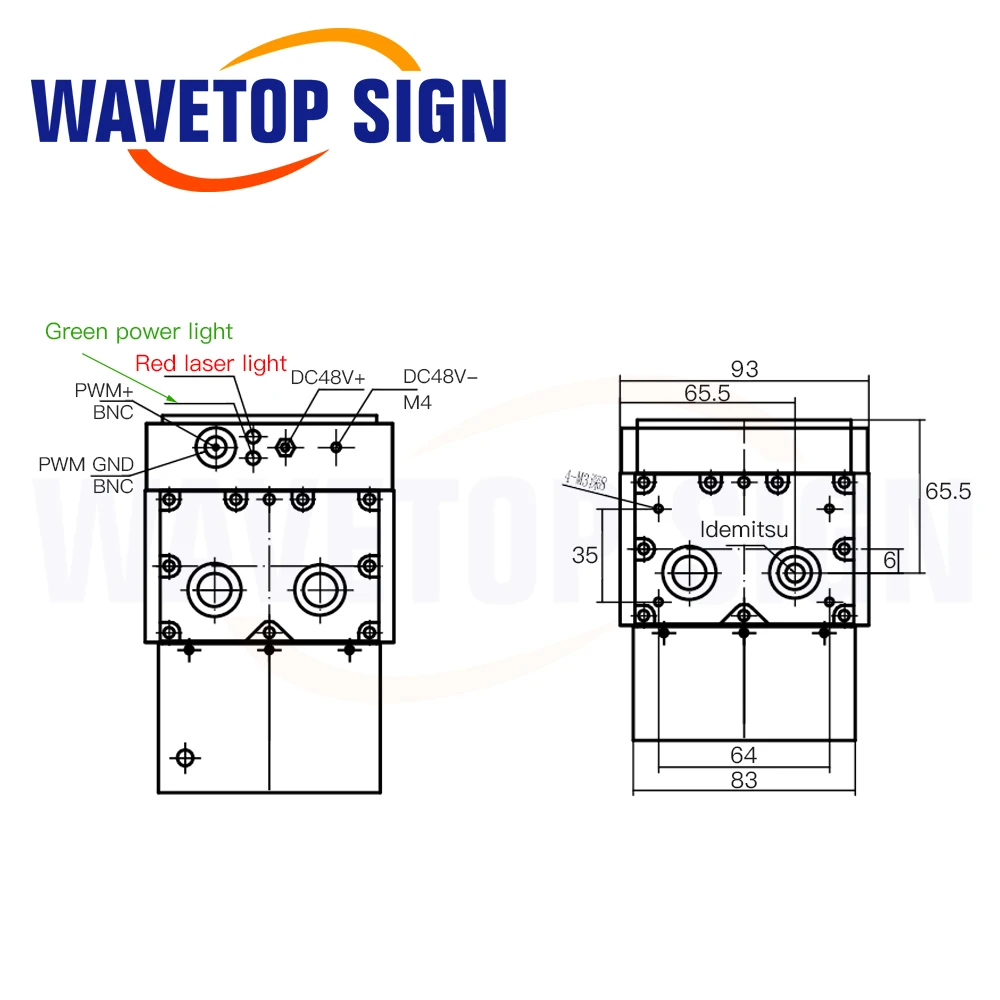WaveTopSign módulo de fuente láser CO2, 60w, CR60 para máquina de marcado láser Co2
