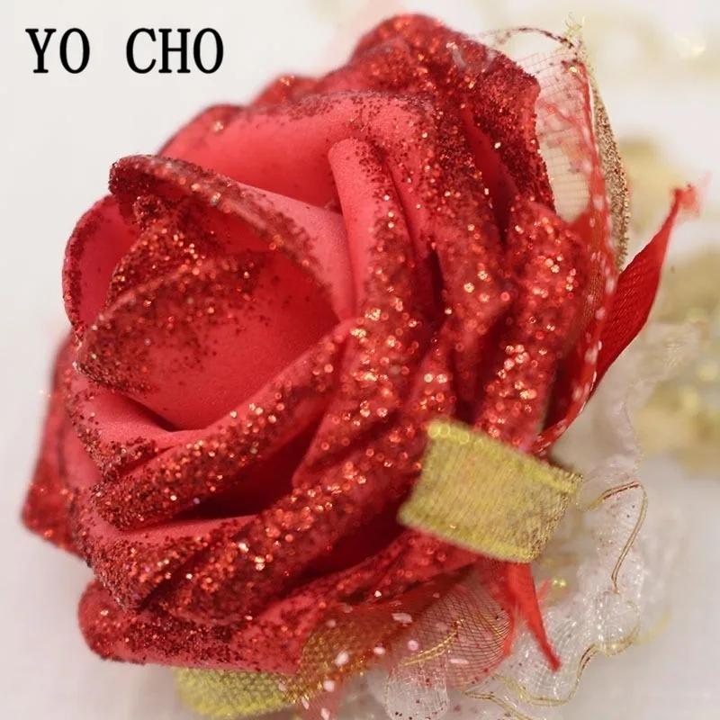 YO CHO Zijde Bloem Manchet Armbanden Bruidsmeisje Pols Corsages Bruiloft Corsage Armband Bruids Corsages Bruiloft Armbanden voor Vrouwen