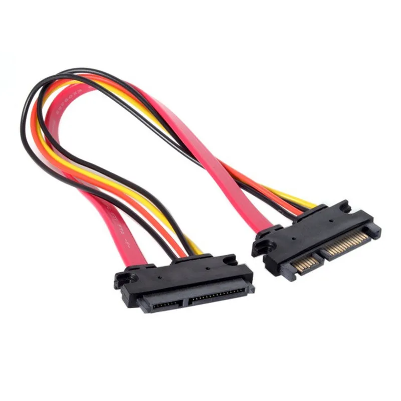 Red 0.3M 0.5M 7+15 22Pin SATA Extension Cable Male To Female 22 Pin Serial ATA Data Power Cord for 2.5 3.5 Inch HDD SSD