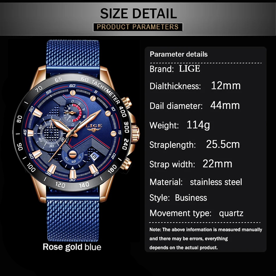 LIGE Quartz Men Watch Top Brand Luxury Fashion Watch for Men Waterproof Casual Sport Man Wristwatch Chronograph Reloj Hombre+Box