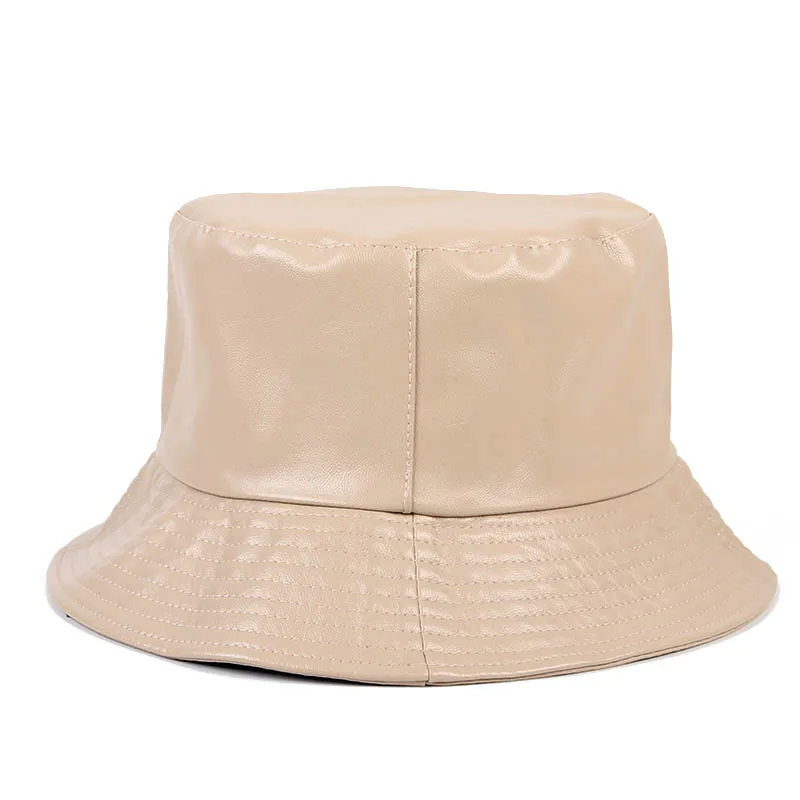 Leather Women's Bucket Hat Fashion 2024 Korea Style Black Red Woman Bucket Hats gorra mujer Bob Chapeau Femme Fisherman Cap