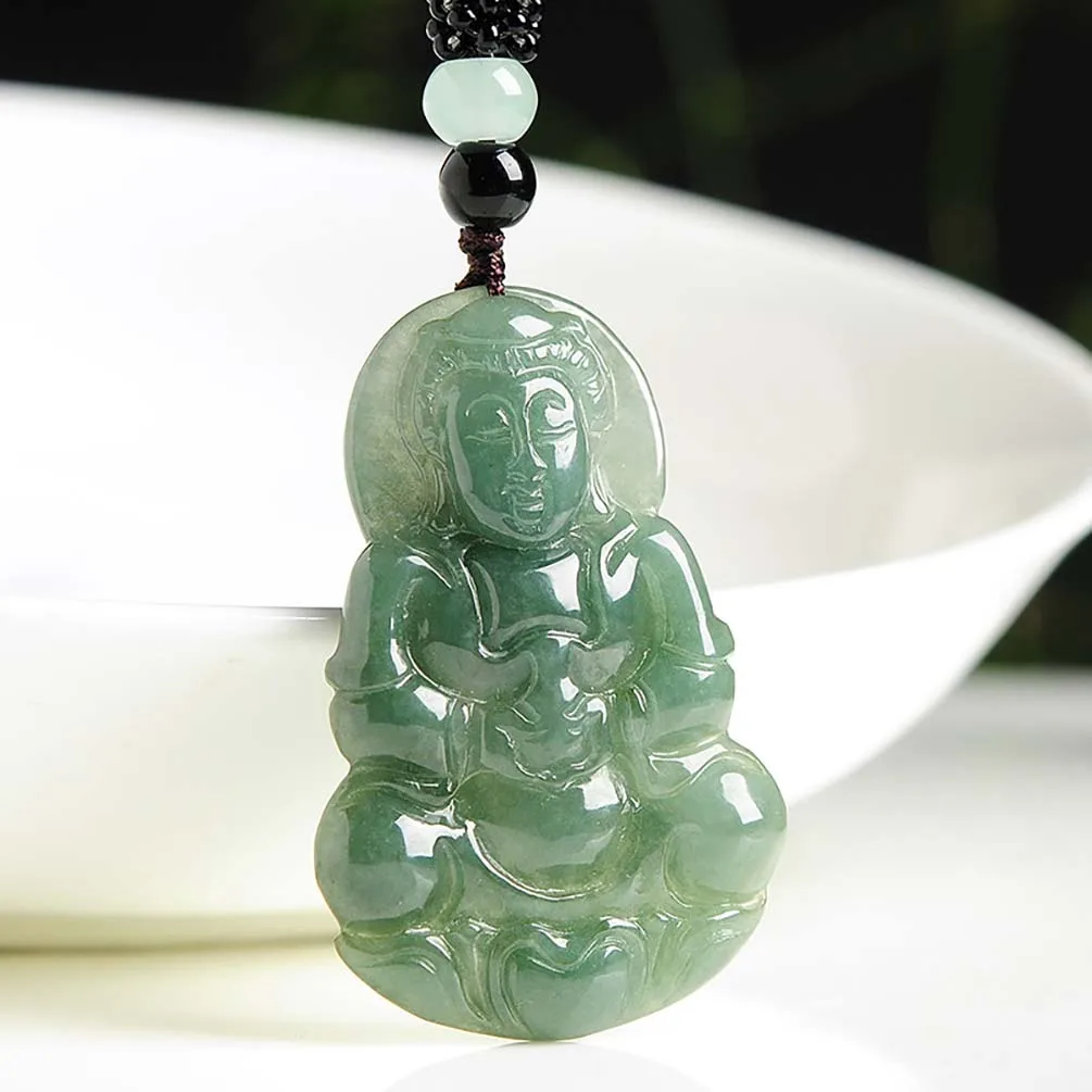 

Jadeite Kwan-yin Certified Burma Jade Necklace Pendant Carved Guanyin Buddha Jewelry Pendant Jade Jewelry