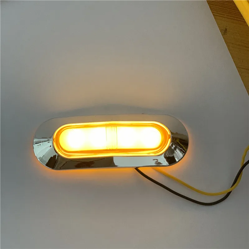 8PCS  Trailer Lights LED Side Marker Lights Truck Lighting 12-24v Truck Marker Lights Amber 4LED Side Light For Trucks