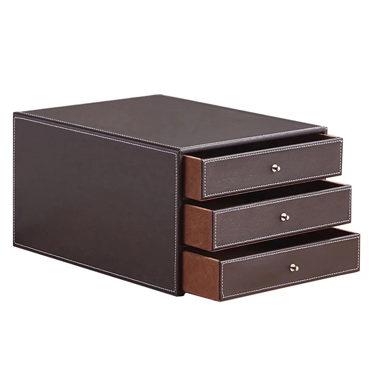 Leather Stationery Organizer Storage Boxes Desk Organizer Stand for Pens Home Office Storage Drawer Organizer for Documents Tray