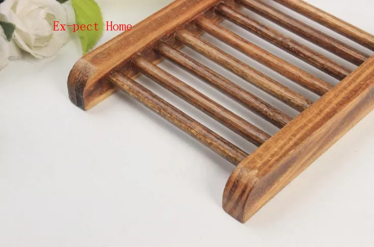 500pcs Dark Wood Soap Dish Wooden Soap Tray Holder Storage Soap Rack Plate Box Container for Bathroom