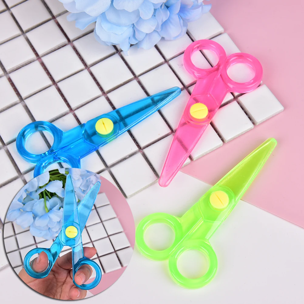 Mini Safety Plastic Scissors Round Head Safety Scissors Stationery Student Kids DIY Paper Cutting School Supplies random color