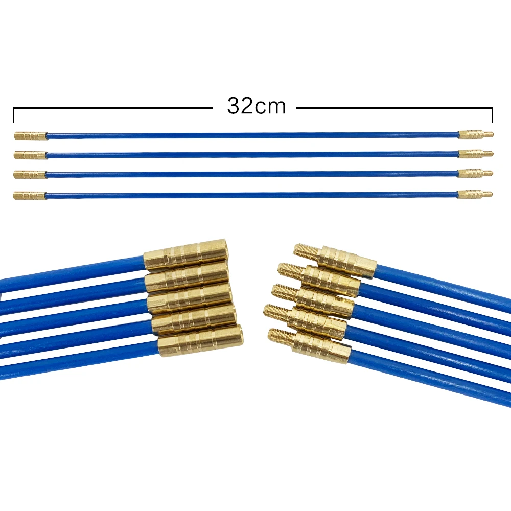 4mm*33cm Fiberglass Duct Rod Electrical Cable Puller Fiberglass Fish Tape Duct Rodder Push Pull Rod 10pcs